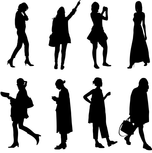 女人的剪影黑白相间图片下载