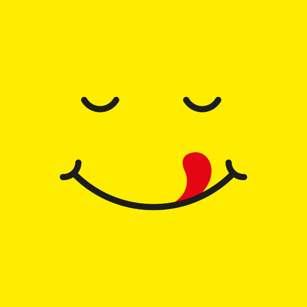 微笑图标与舌头美味简单的平图片下载