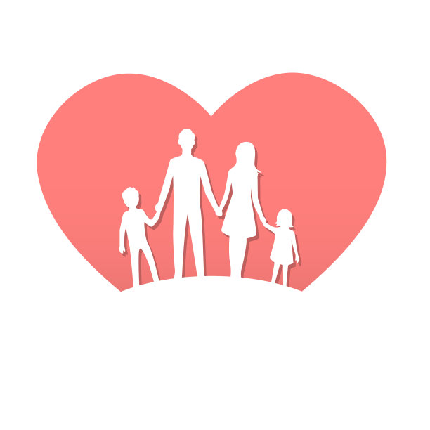 在背景上剪影一个友好的家庭图片下载