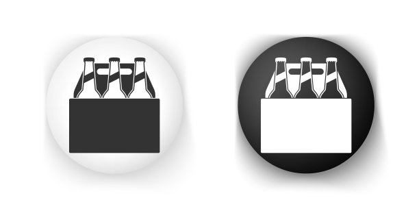 黑色和白色包装啤酒瓶图标孤立图片下载