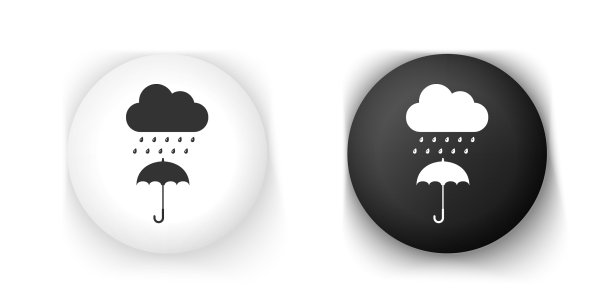 雨滴落在伞上的黑白云朵图片下载