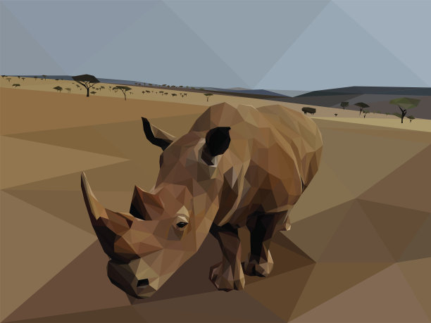 几何红棕犀牛图片下载