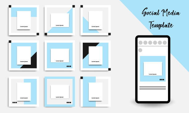 可编辑的正方形几何横幅模板图片下载