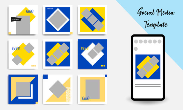 可编辑的正方形几何横幅模板图片下载