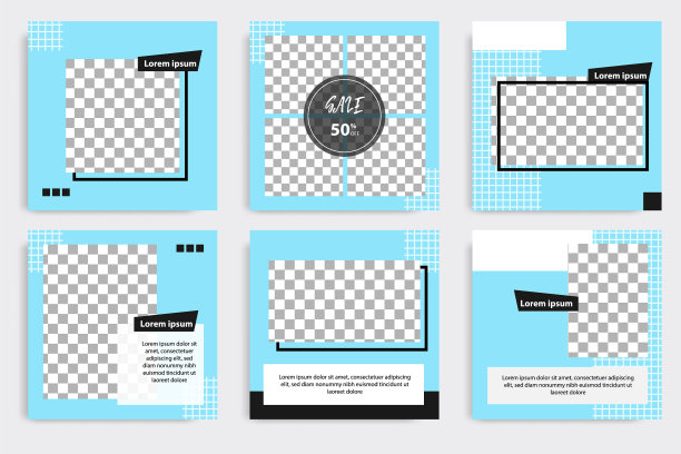 可编辑的正方形几何横幅模板图片下载