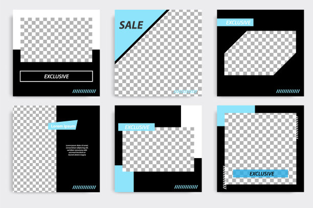 可编辑的正方形几何横幅模板图片下载