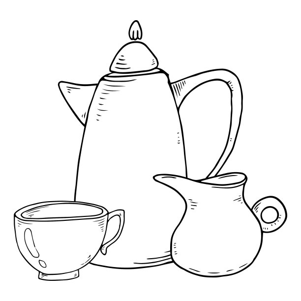 杯茶和陶瓷牛奶壶图标杯茶图片下载