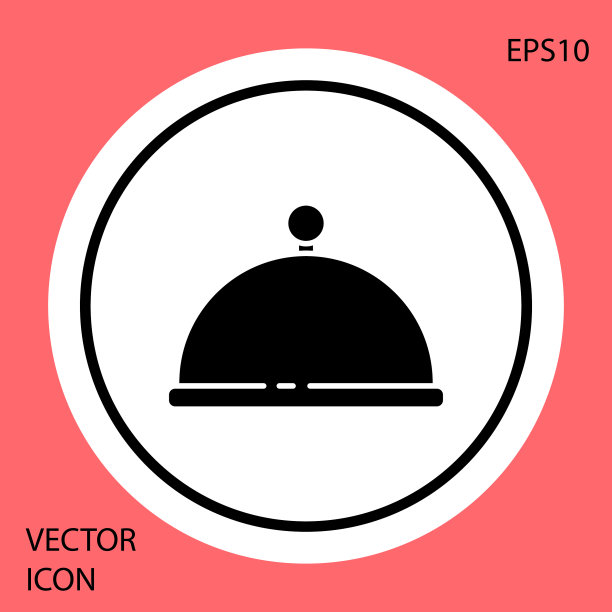 黑色的托盘上盖着食物图标，孤立在上面图片下载