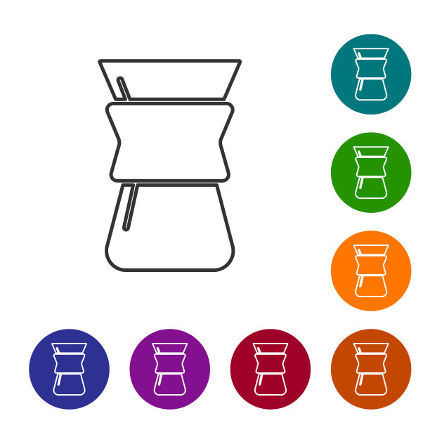 黑色线条chemex图标孤立在白色上图片下载