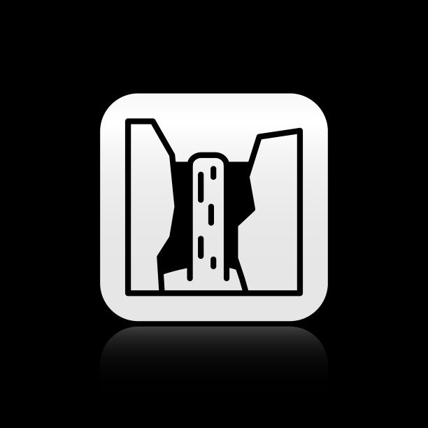 黑色水藻瀑布图标孤立在黑色图片下载