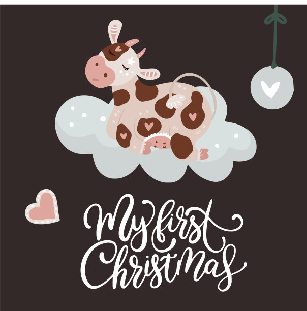 圣诞可爱卡通牛图片下载