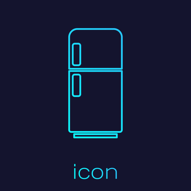 绿松石线冰箱图标孤立在蓝色图片下载