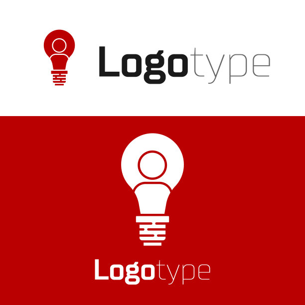 红色人的头与灯泡图标隔离图片下载