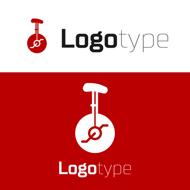 红色独轮车或单轮自行车图标孤立上图片下载