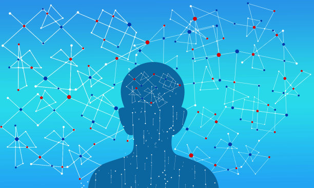 摘要以蓝脸技术为背景的人工智能概念设计图片下载