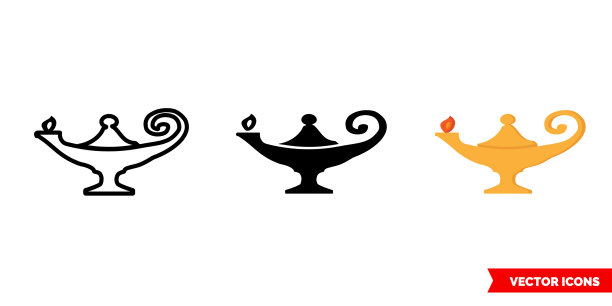 阿拉丁灯的图标有三种颜色，黑色和图片下载