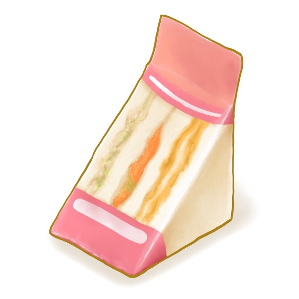 快餐三明治，三角切片面包与番茄，鸡肉和火腿包装外卖早餐食品等距卡通图标光栅3D插图图片下载