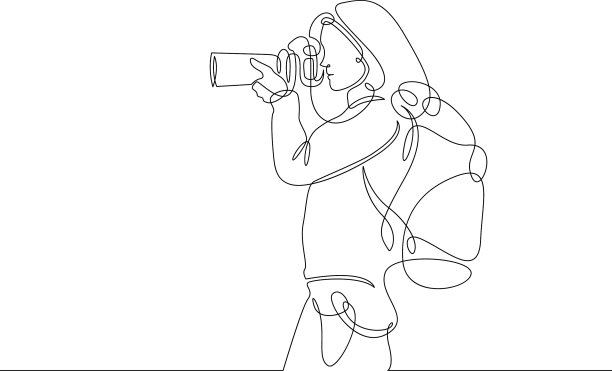 连续线画摄影师图片下载