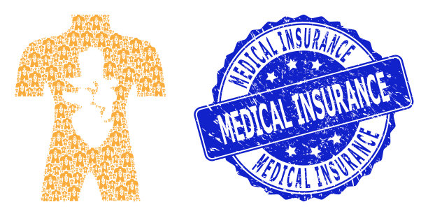 纹理医疗保险圆形印章和图片下载