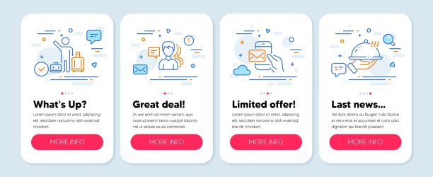 一组人的图标，如信使邮件，机场换乘，人的符号。餐厅食物线图标。向量图片下载