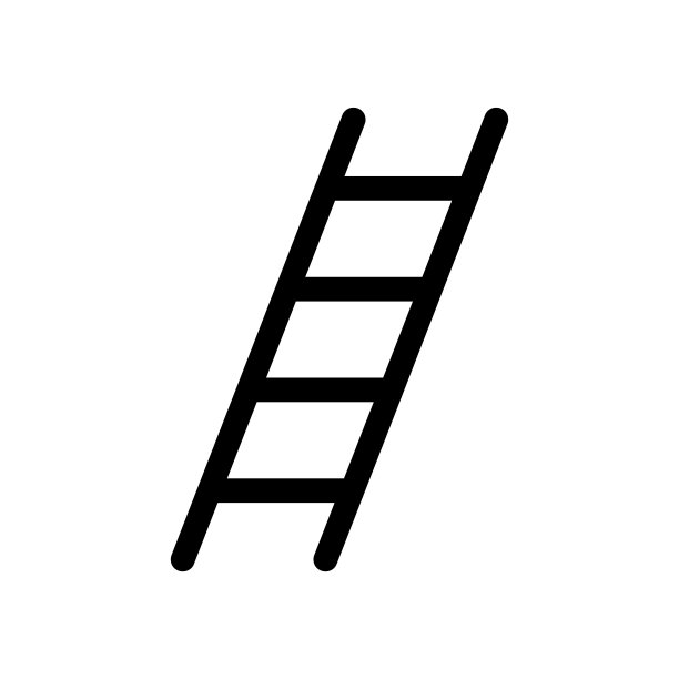 梯矢量图标。安全和行业标志。梯子的迹象。建筑攀爬工具标志剪影。图片下载