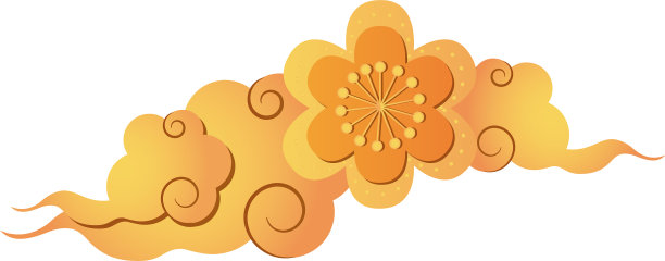 金色东方云图标详细风格图片下载