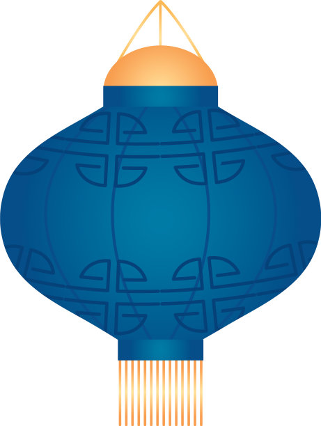 蓝色中国灯笼图标详细风格图片下载