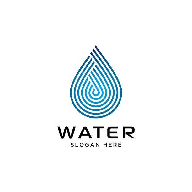 水符号与线性风格的标志设计图片下载