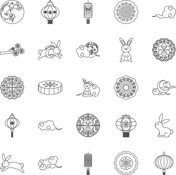 图标设置中秋线风格图片下载