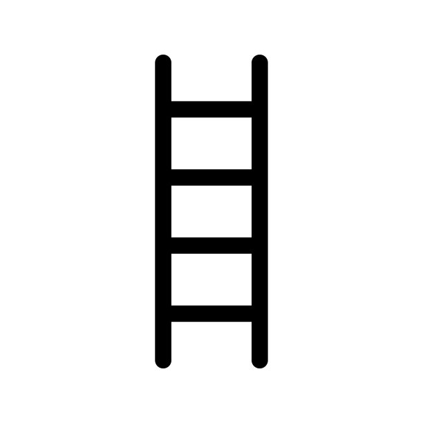 梯矢量图标。安全和行业标志。梯子的迹象。建筑攀爬工具标志剪影。图片下载