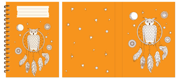 设计笔记本与猫头鹰成捕梦网图片下载