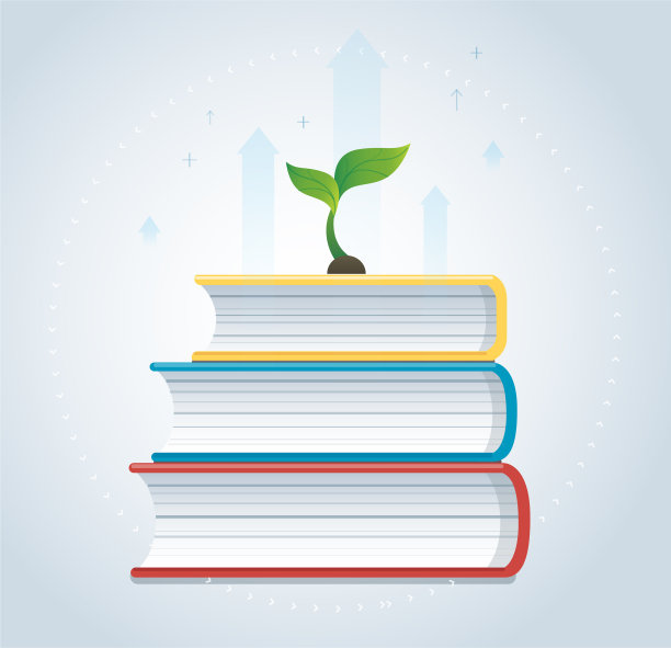 书籍上的植物生长图标设计图片下载