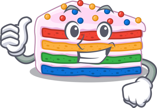 有趣的彩虹蛋糕竖起大拇指的手势图片下载