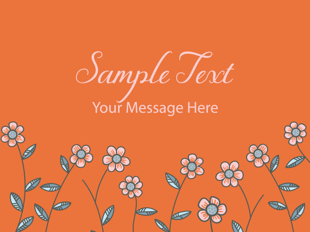 明亮的橙色花卉花园现代向量卡背景图片下载