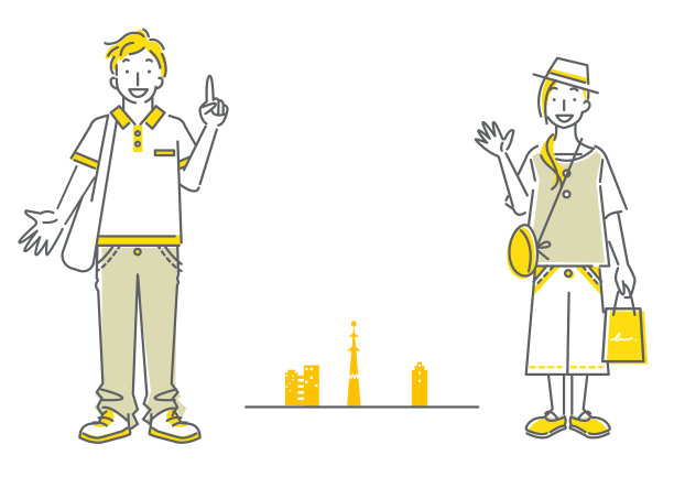 年轻情侣旅行，简单的线条艺术图片下载