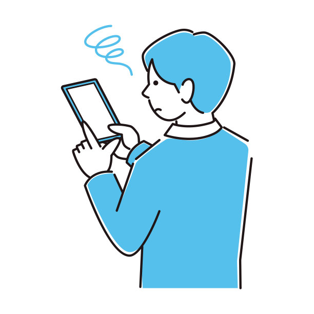 穿着西装操作智能手机的男人烦恼的脸中等简单的插图向量一个穿着西装操作智能手机的男人。讨厌的脸。一个相当简单的例子。向量。图片下载