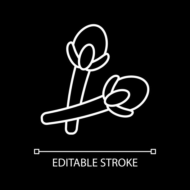 植物芽生食白色线性图标为黑色主题图片下载