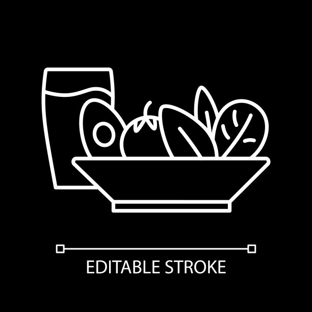 健康食品白色线性图标为黑色主题图片下载