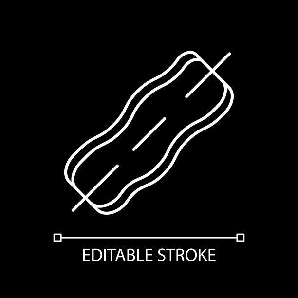 培根白色线性图标为黑色主题图片下载