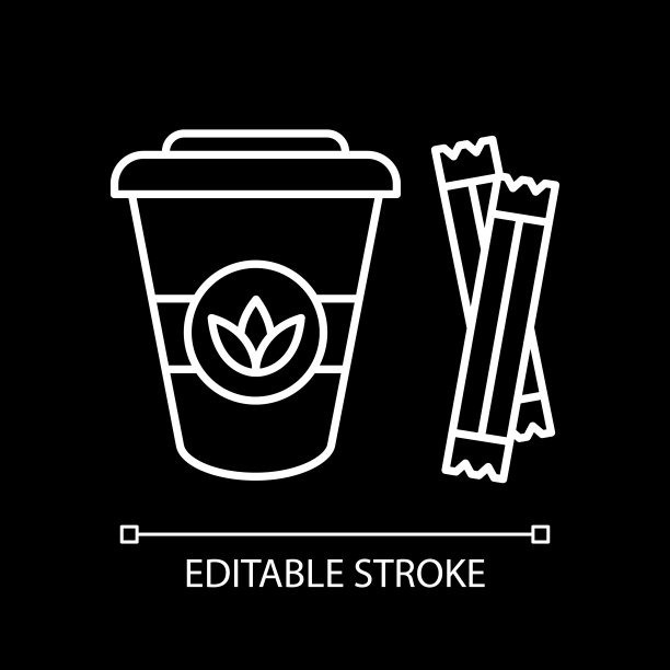 叶茶去白色线性图标为黑色主题图片下载