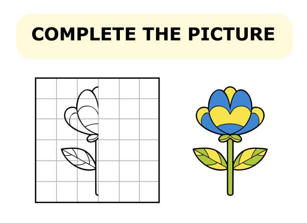 完整的图片。彩色的书。儿童教育游戏。卡通矢量插图的花。图片下载