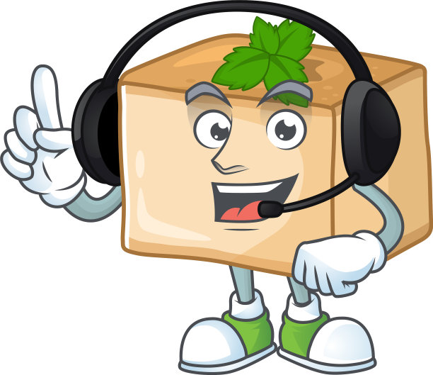 一个戴着耳机的可爱的巴博萨吉祥物图片下载