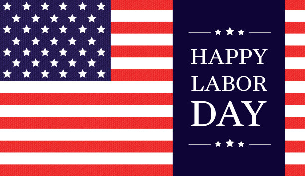 劳动节贺卡与美国国旗背景和文本劳动节快乐图片下载