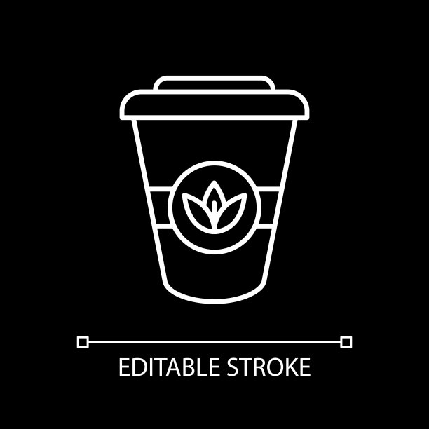 花草茶以白色线性图标为黑色主题图片下载