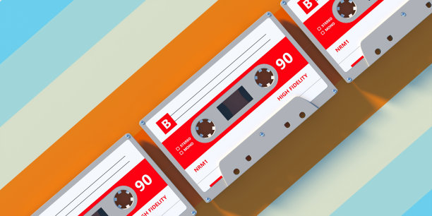 复古磁带背景，复古音乐。三维演示图片下载