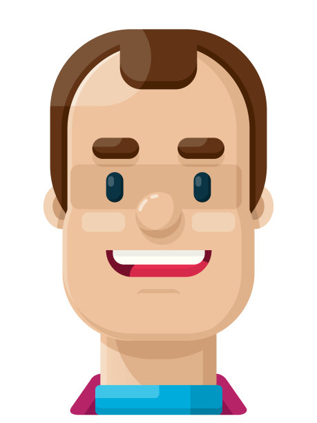 快乐的秃顶男人扁平矢量插图头像图标图片下载