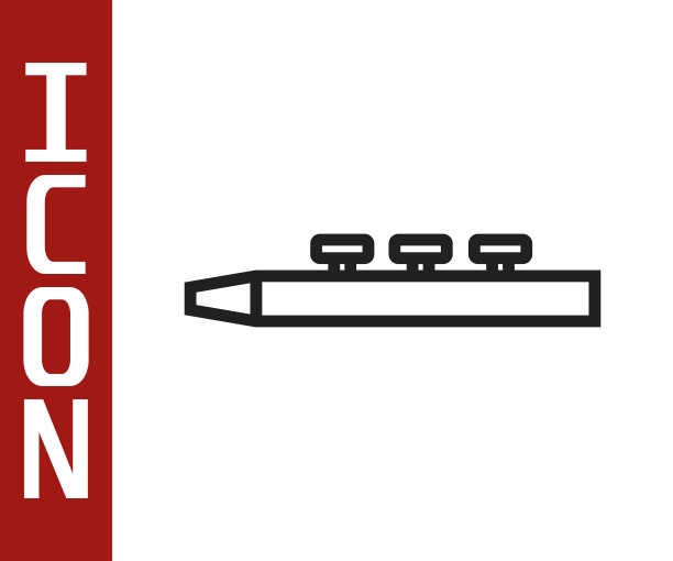 黑线乐器鼓和鼓棒图标孤立在白色背景上。向量图片下载