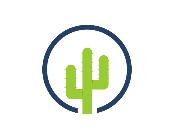 圆形，里面有绿色的仙人掌图片下载