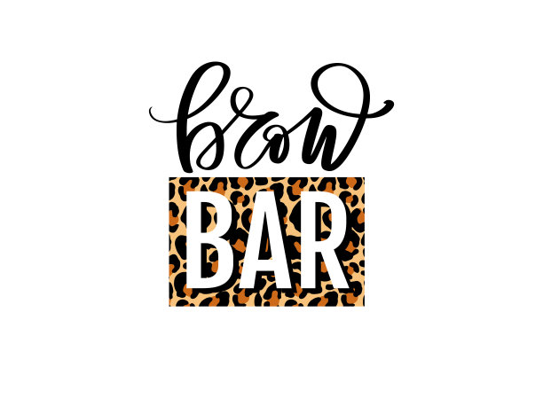 眉栏标志与豹纹。向量眉书法适用于美容院、眉架图片下载