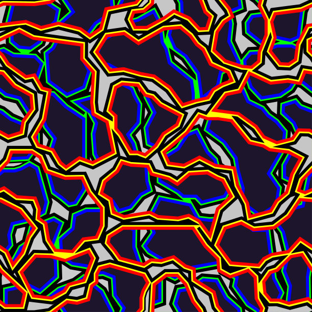 抽象蓝闪电和红闪电无缝图案。能量网格纹理。发光的霓虹灯，科技背景。矢量数字图形设计图片下载